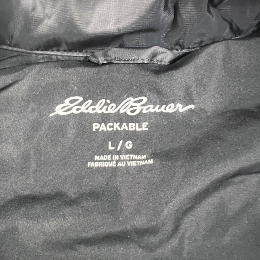 Eddie Bauer Men's L Packable‎ Puffer Vest Black Gorpcore Outdoor Zip Logo - Picture 6 of 8